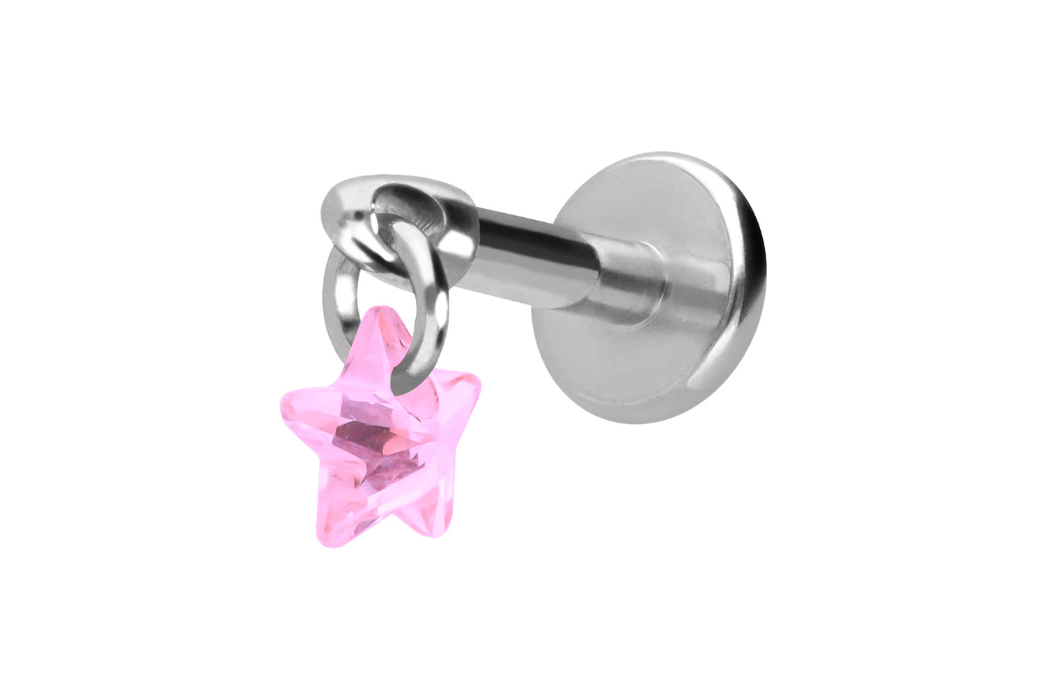 Titan Labret Piercing mit Innengewinde KRISTALLSTERN